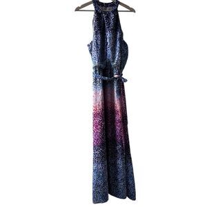 DR Collection Rainbow Polka Dot Halter Maxi Dress Size 12 bohemian cottagecore